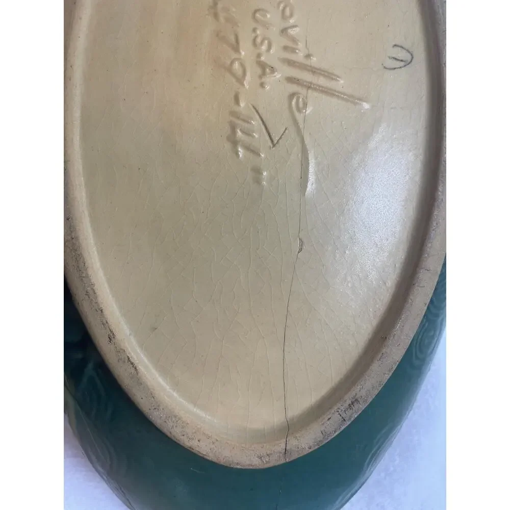 1946 Roseville Pottery Blue “Zephyr Lily” Console Bowl - Picture 7 of 8